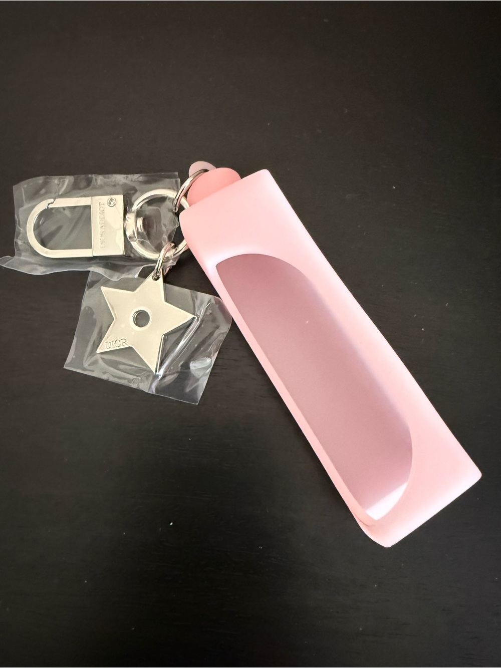 NEW Dior Key Ring Lip Oil Holder Pink Silicone